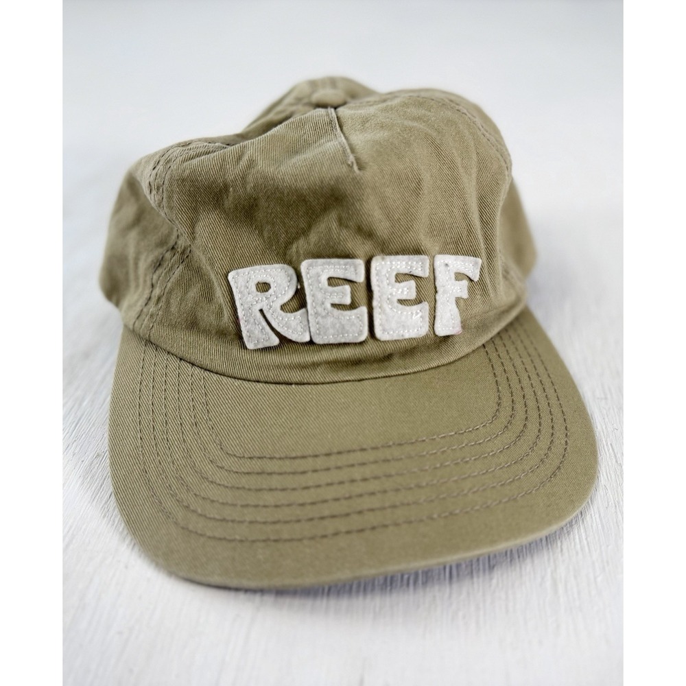 Reef Adjustable Baseball Cap Hat‎ Adult Tan Appliqué OSFM 100% cotton Surf Beach